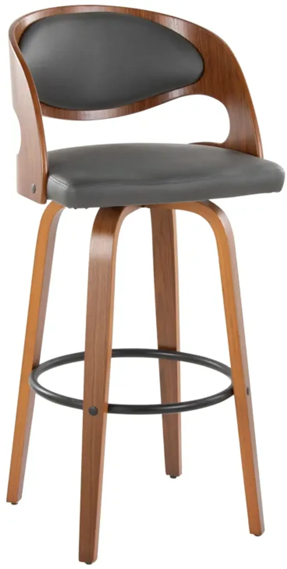 Pino - Mid Century Modern Fixed Height Barstool With Swivel & Round Footrest (Set of 2)