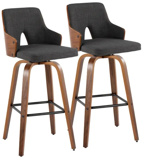 Stella - Mid Century Modern Fixed Height Barstool With Swivel Square Footrest (Set of 2)