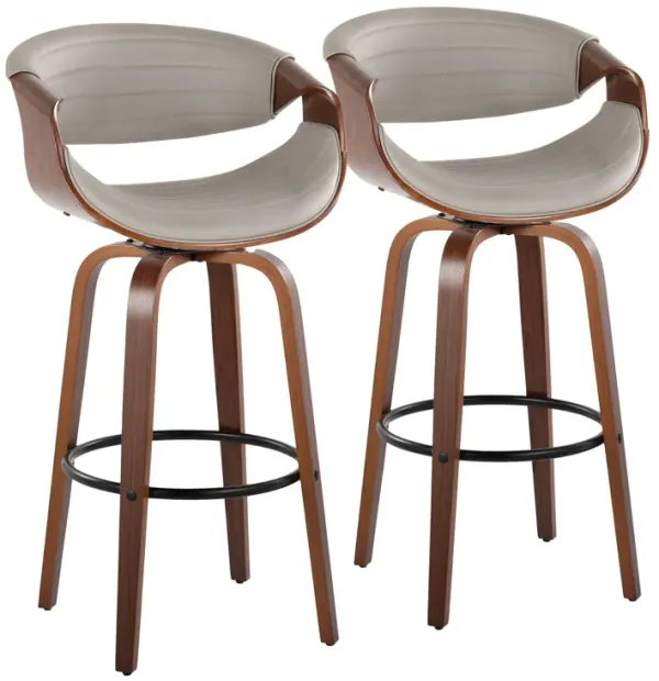 Symphony - Mid Century Modern Fixed Height Barstool With Swivel With Round Footrest (Set of 2)