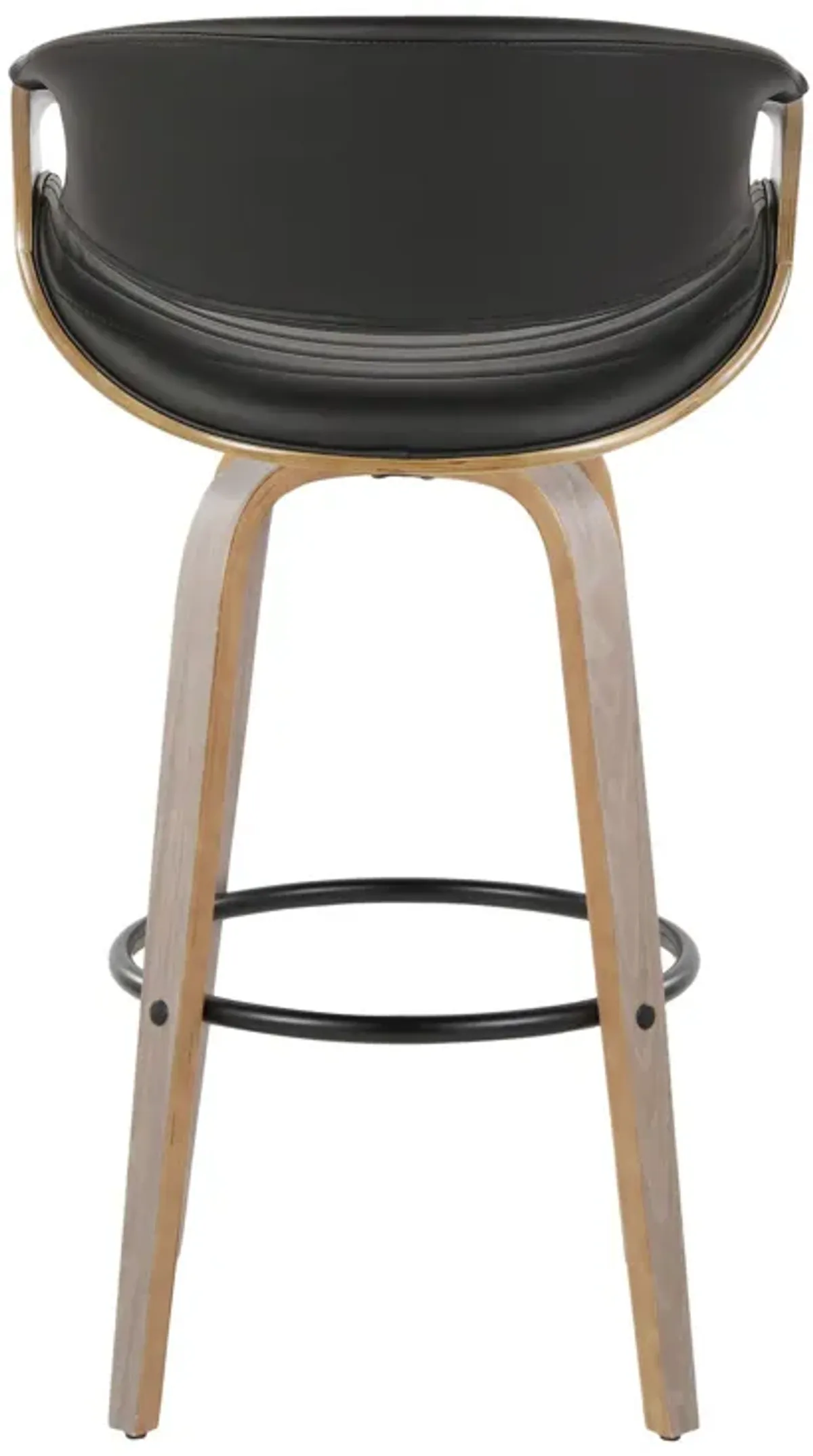 Symphony - Mid-Century Modern Fixed Height Barstool With Swivel With Round Footrest (Set of 2)