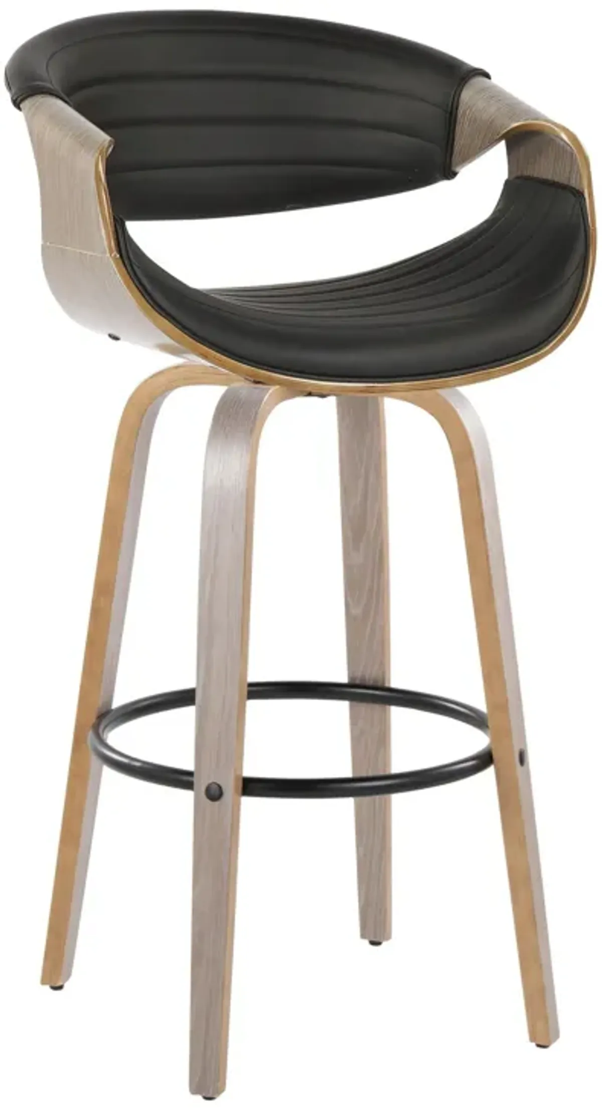 Symphony - Mid-Century Modern Fixed Height Barstool With Swivel With Round Footrest (Set of 2)