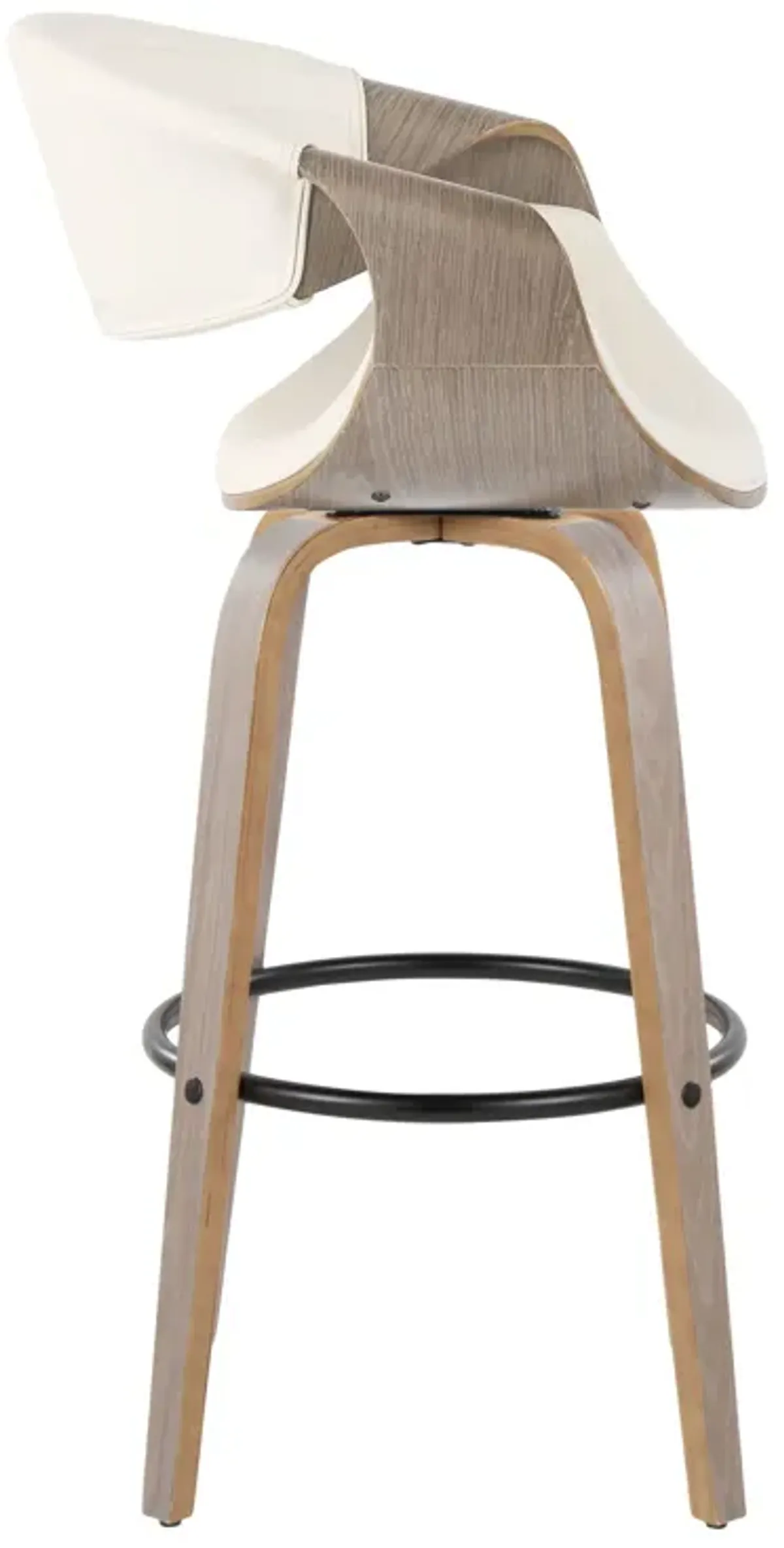 Symphony - Mid-Century Modern Fixed Height Barstool With Swivel With Round Footrest (Set of 2)