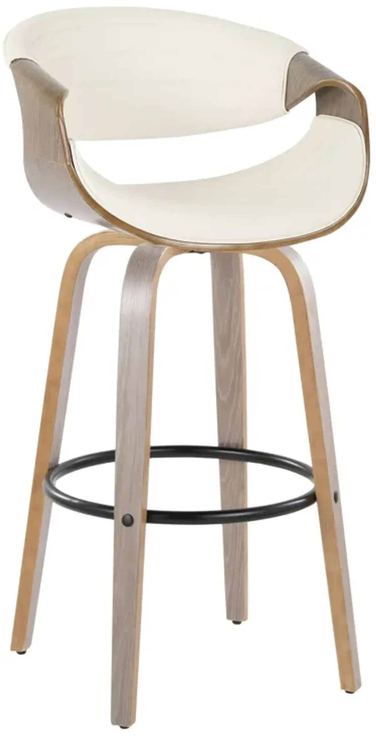 Symphony - Mid-Century Modern Fixed Height Barstool With Swivel With Round Footrest (Set of 2)