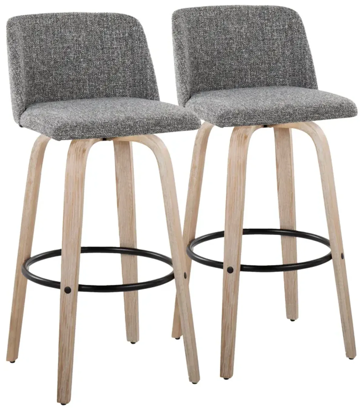 Toriano - Mid-Century Modern Fixed Height BarStool With Round Footrest (Set of 2)