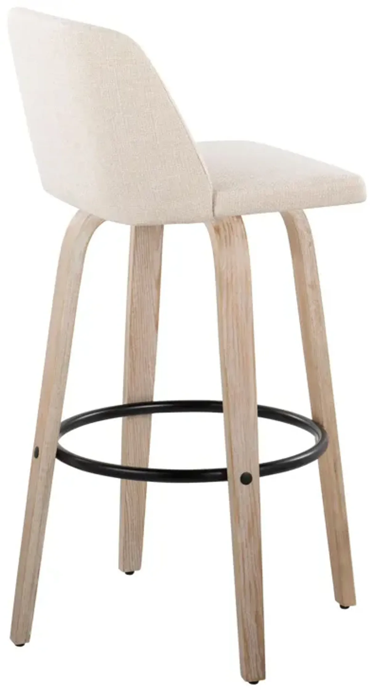 Toriano - Mid-Century Modern Fixed Height BarStool With Round Footrest (Set of 2)