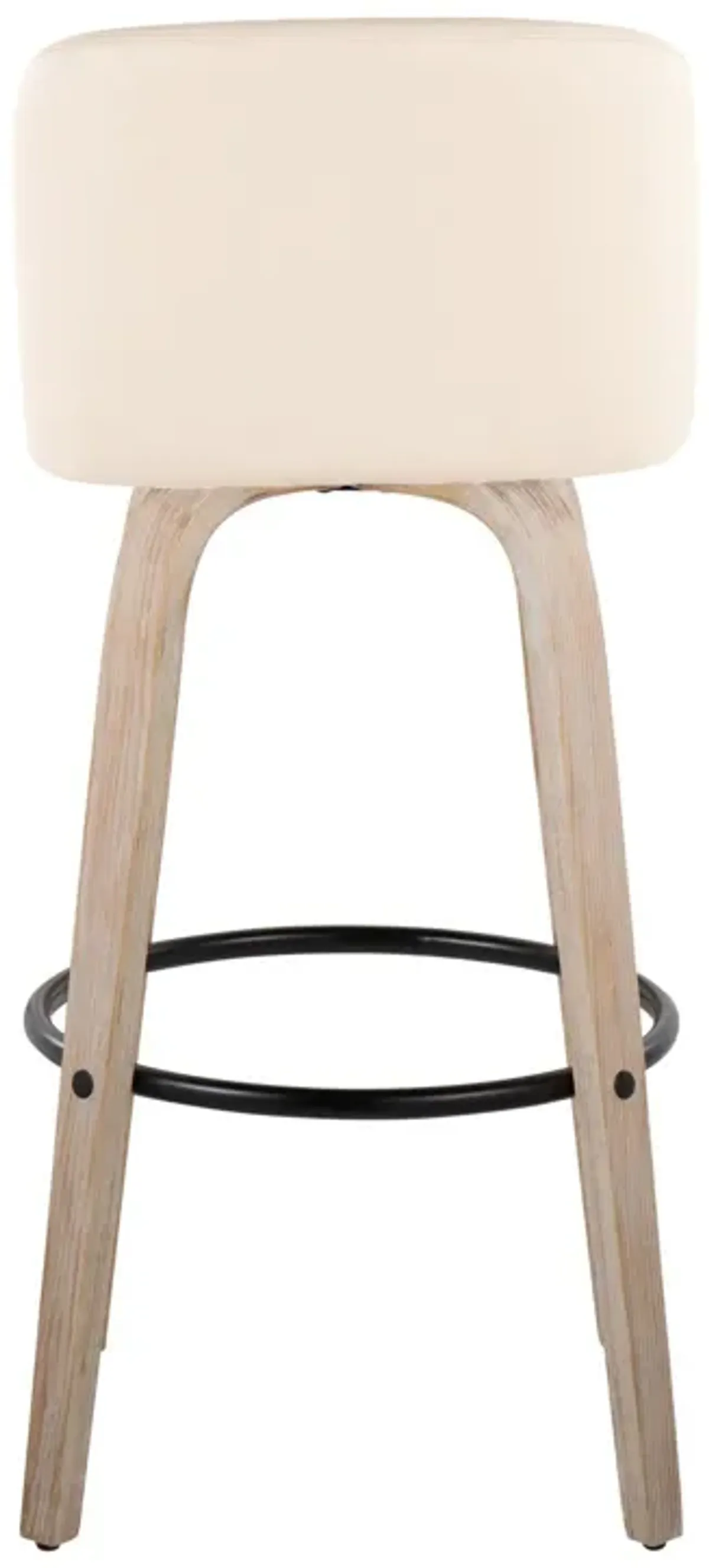 Toriano - Mid-Century Modern Fixed Height BarStool With Round Footrest (Set of 2)