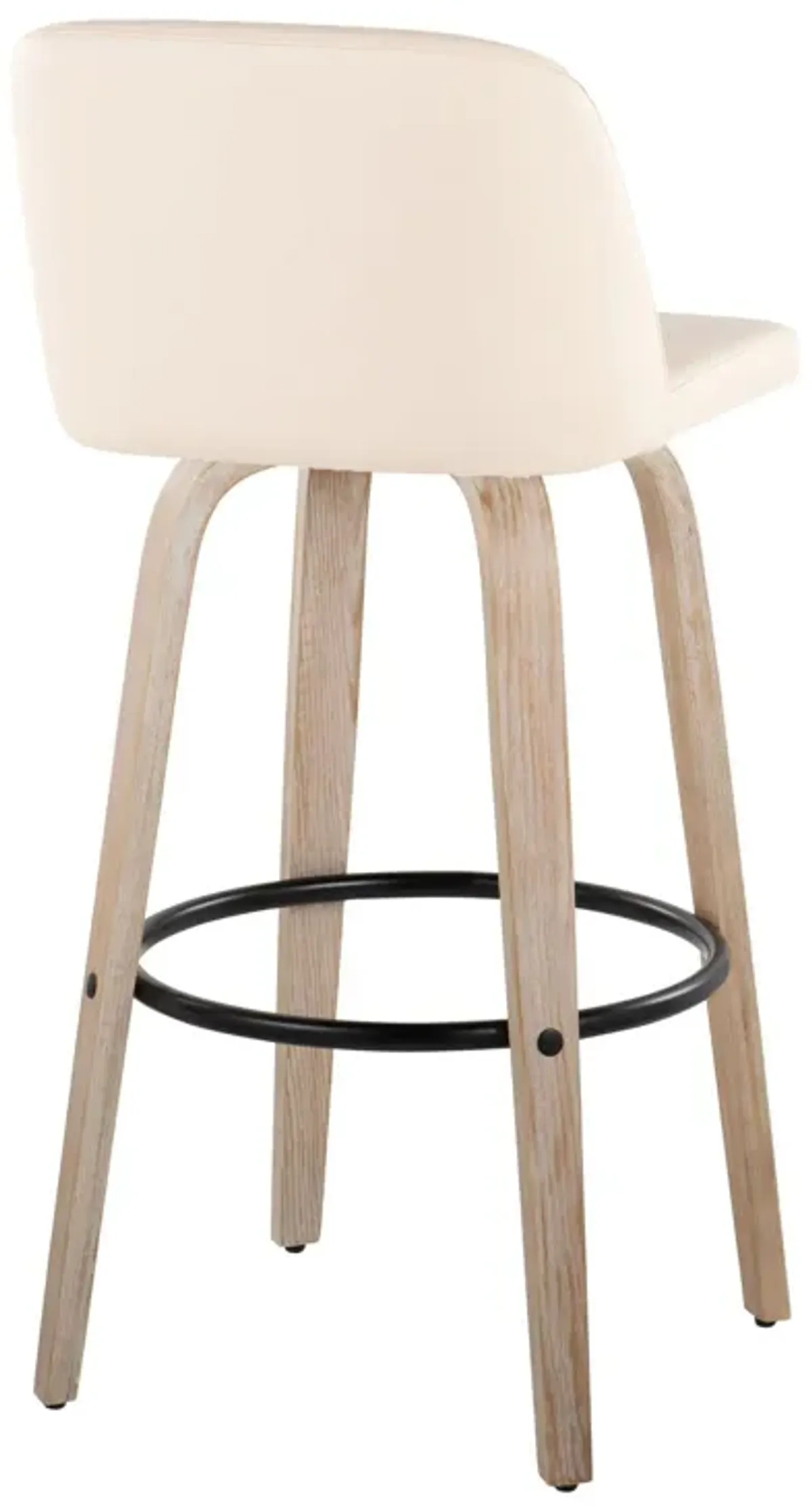 Toriano - Mid-Century Modern Fixed Height BarStool With Round Footrest (Set of 2)