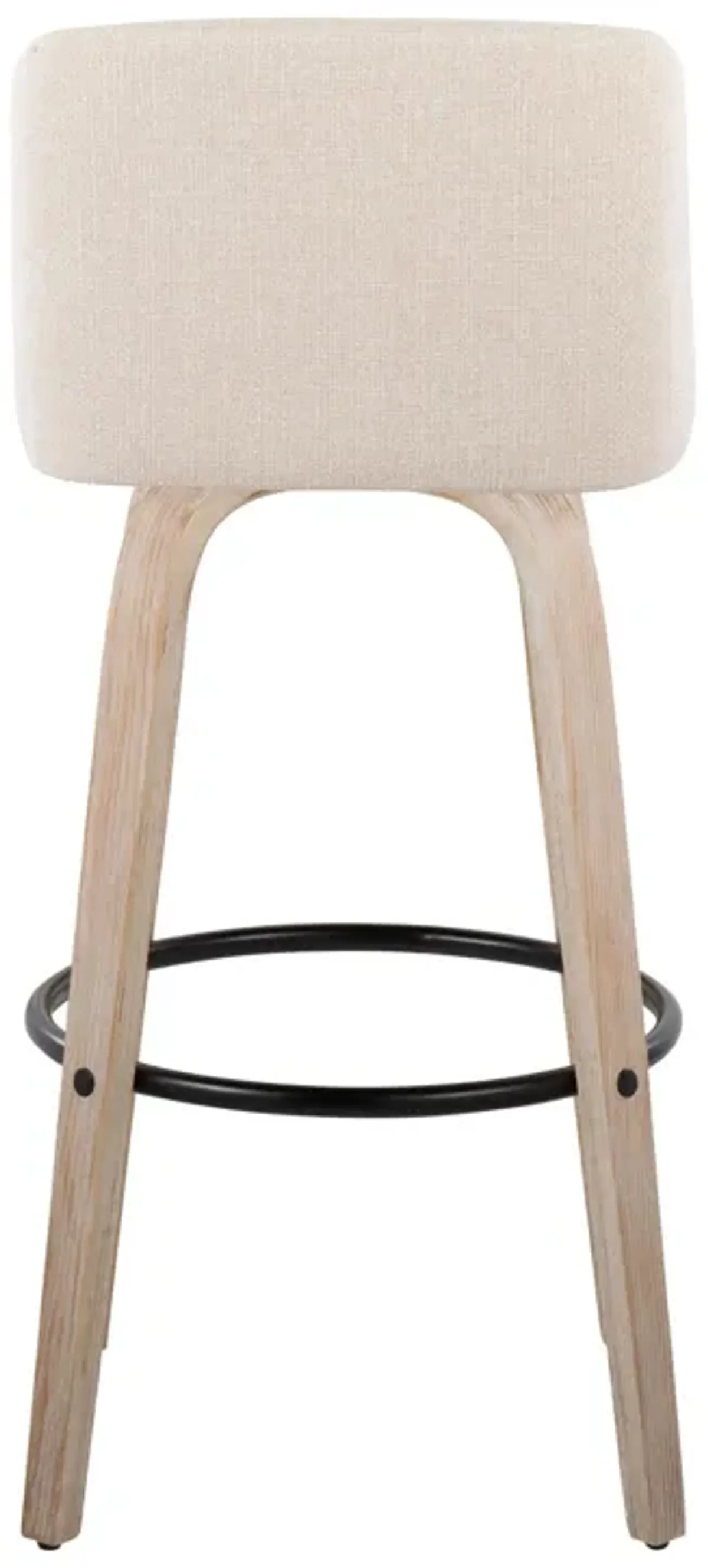 Toriano - Mid-Century Modern Fixed Height BarStool With Round Footrest (Set of 2)