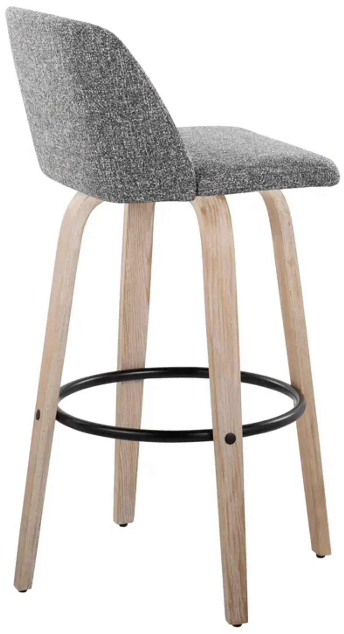 Toriano - Mid-Century Modern Fixed Height BarStool With Round Footrest (Set of 2)