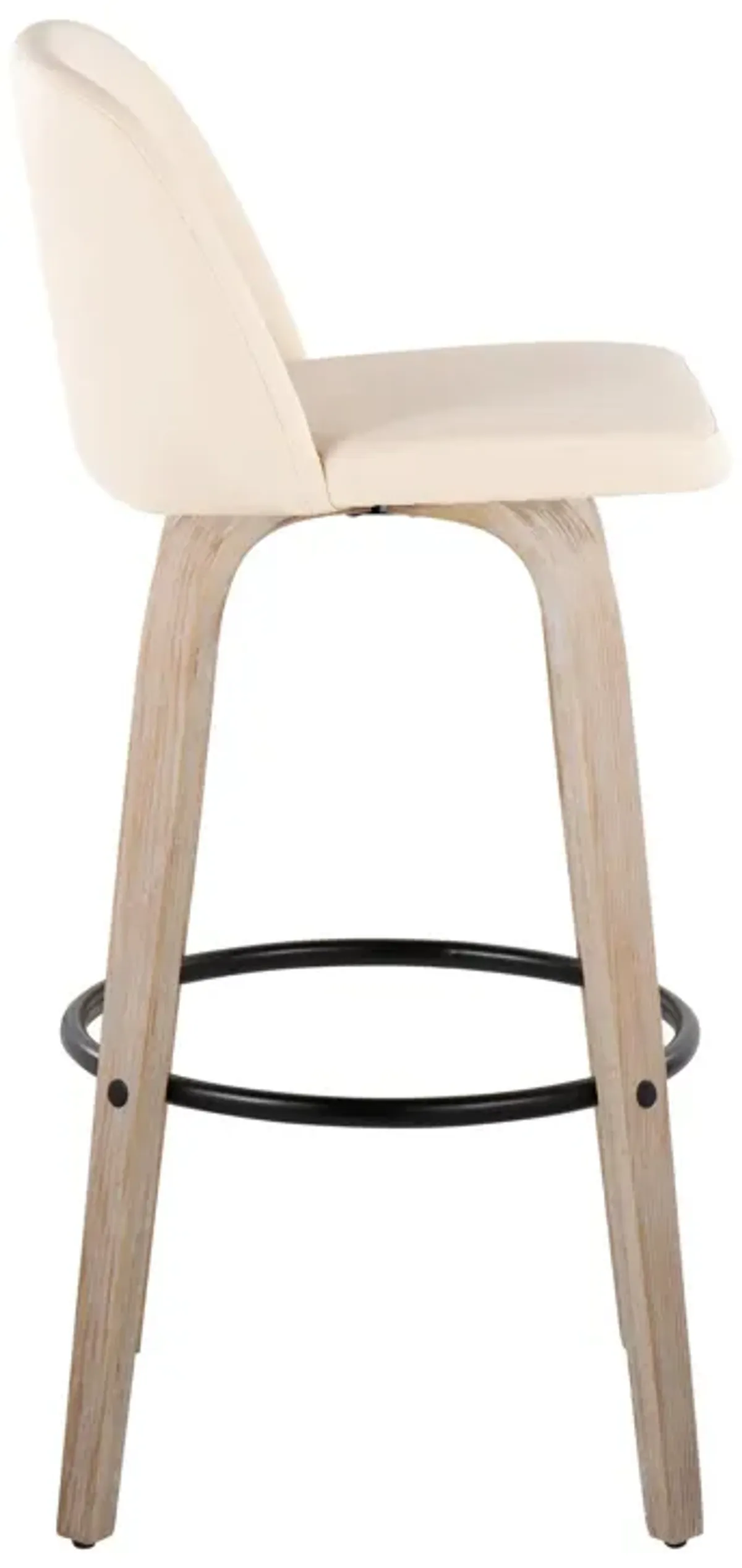 Toriano - Mid-Century Modern Fixed Height BarStool With Round Footrest (Set of 2)