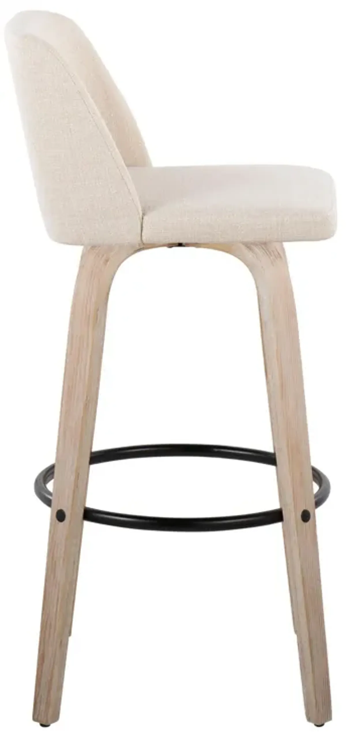 Toriano - Mid-Century Modern Fixed Height BarStool With Round Footrest (Set of 2)