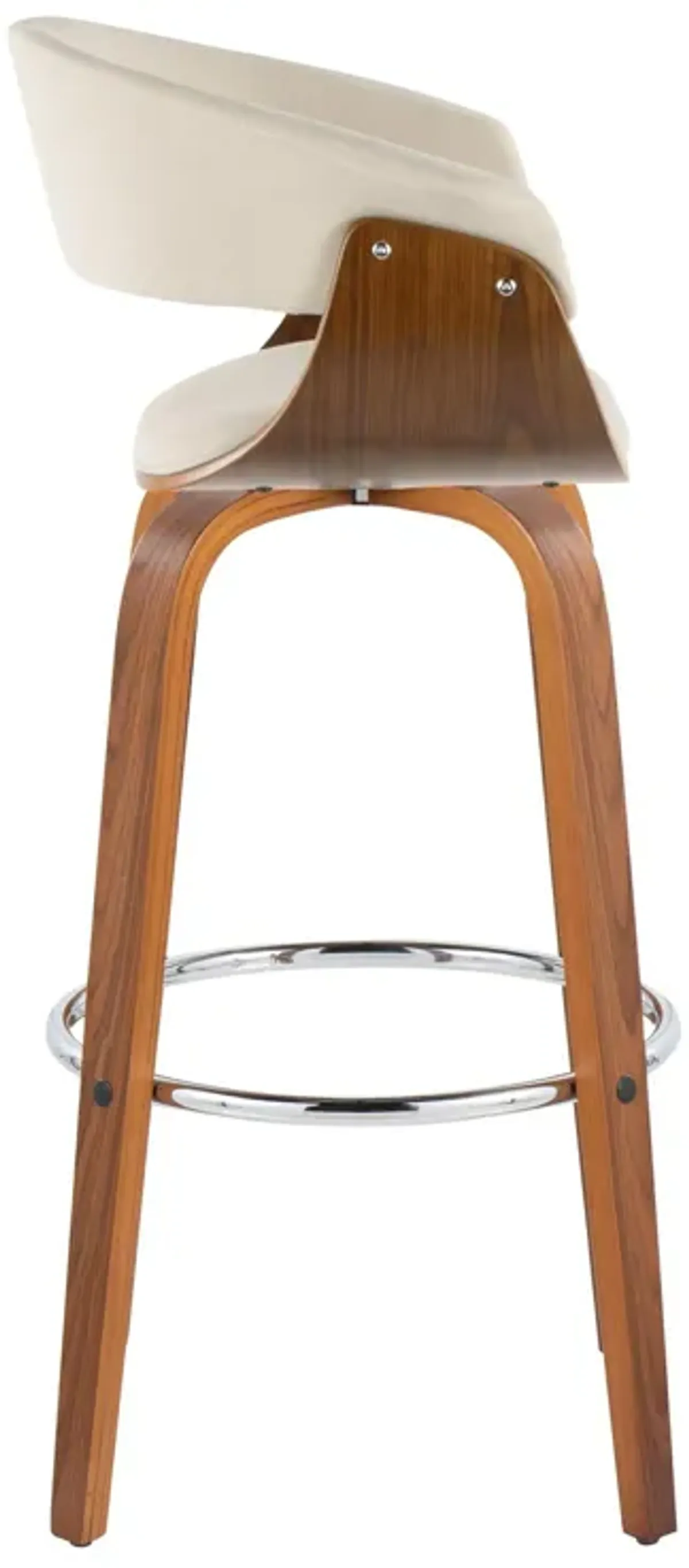 Vintage Mod - Mid Century Modern Fixed Height Barstool With Swivel With Round Footrest (Set of 2)