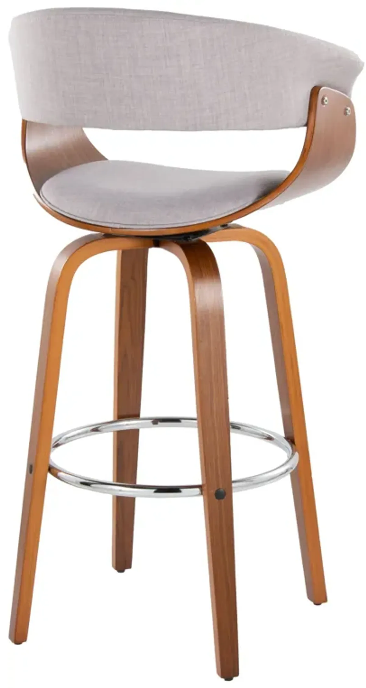 Vintage Mod - Mid Century Modern Fixed Height Barstool With Swivel With Round Footrest (Set of 2)