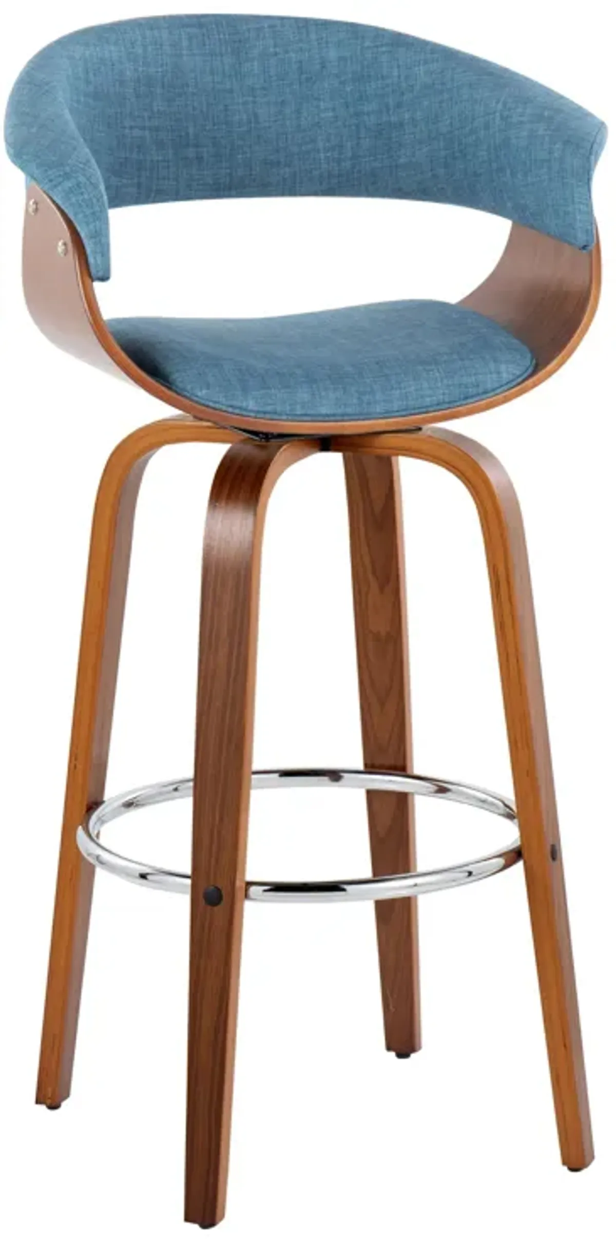 Vintage Mod - Mid Century Modern Fixed Height Barstool With Swivel With Round Footrest (Set of 2)