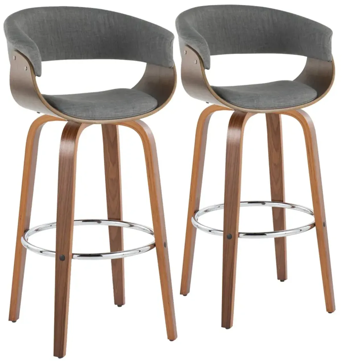 Vintage Mod - Mid Century Modern Fixed Height Barstool With Swivel With Round Footrest (Set of 2)