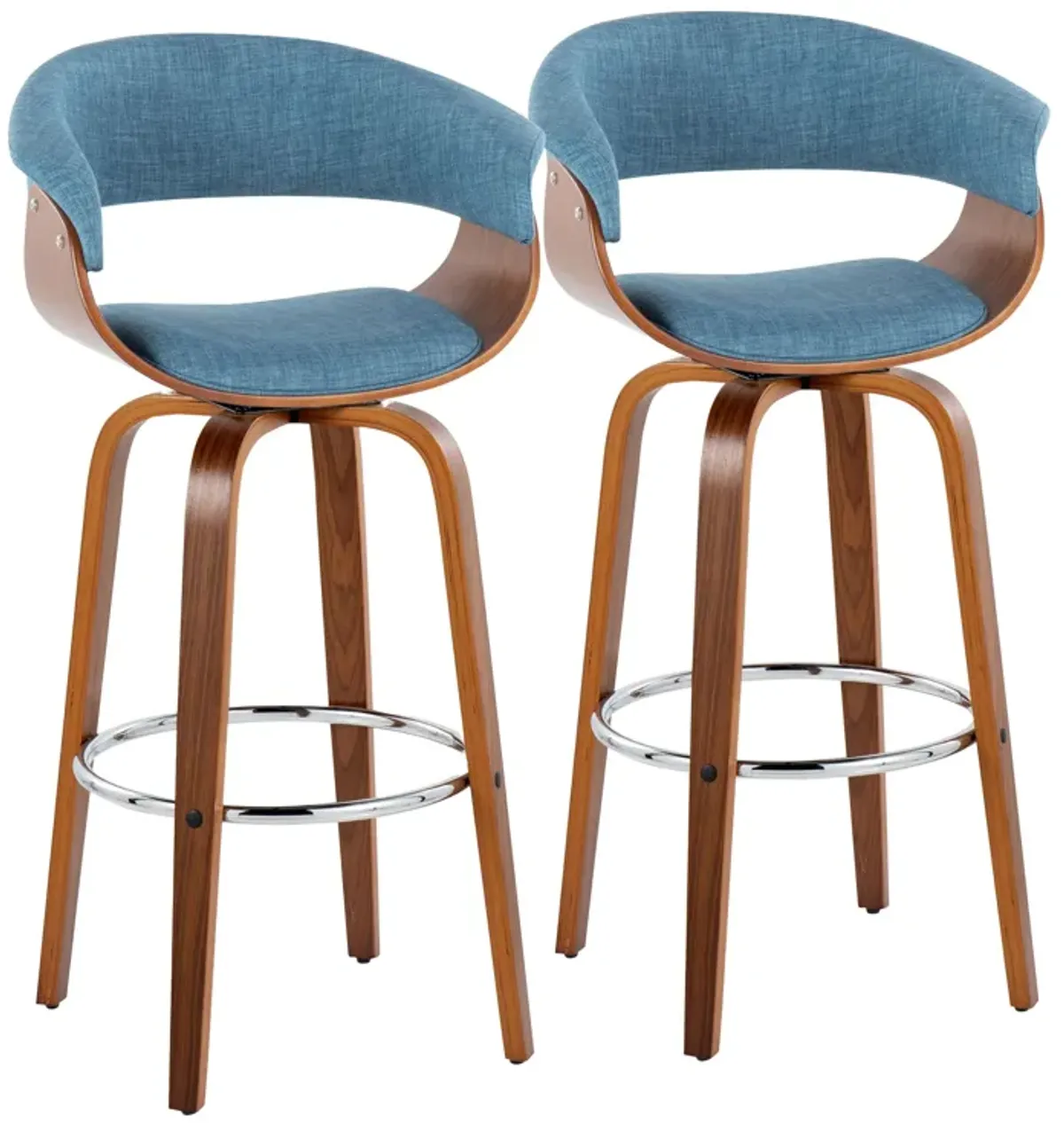 Vintage Mod - Mid Century Modern Fixed Height Barstool With Swivel With Round Footrest (Set of 2)