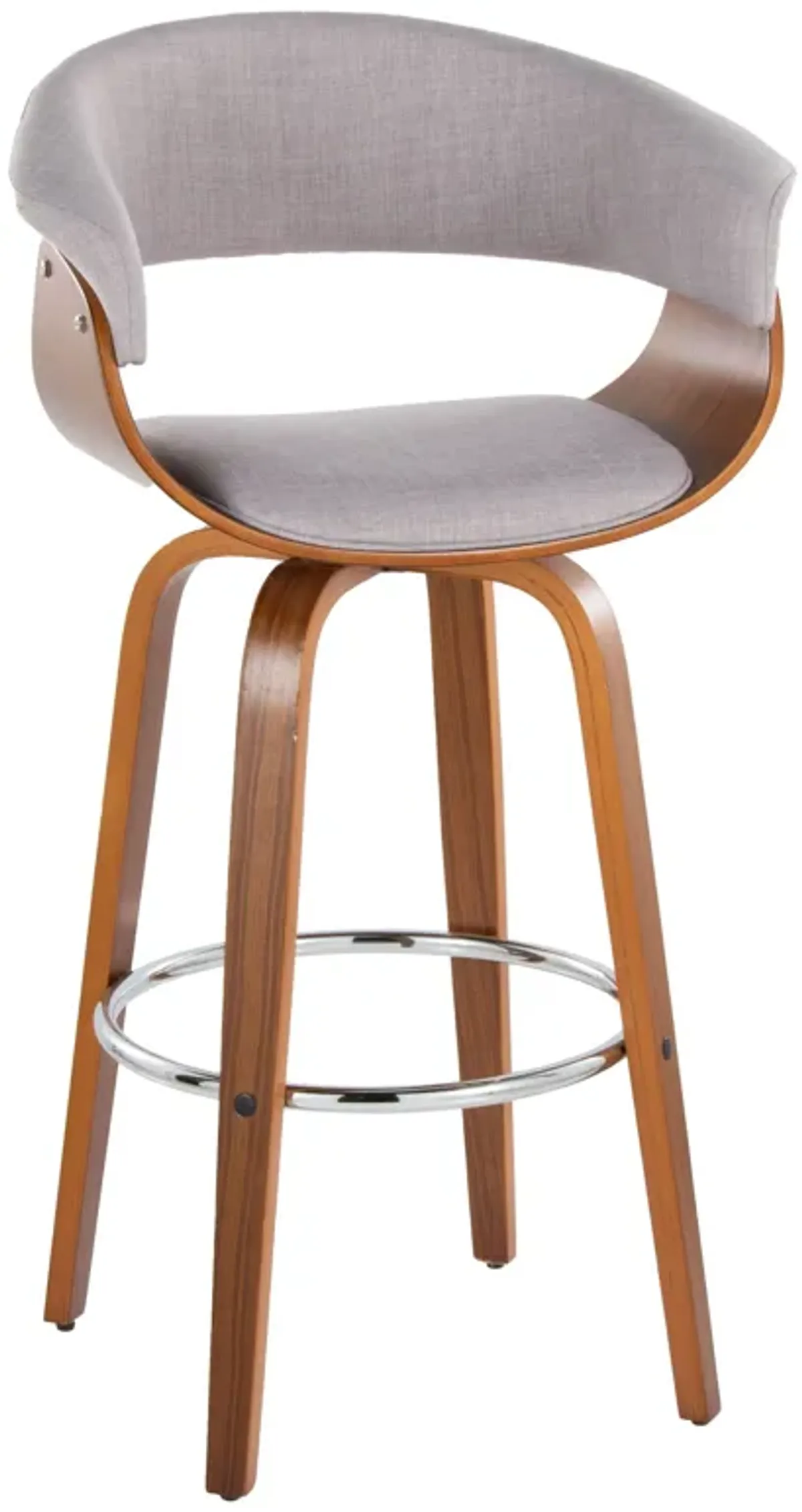 Vintage Mod - Mid Century Modern Fixed Height Barstool With Swivel With Round Footrest (Set of 2)