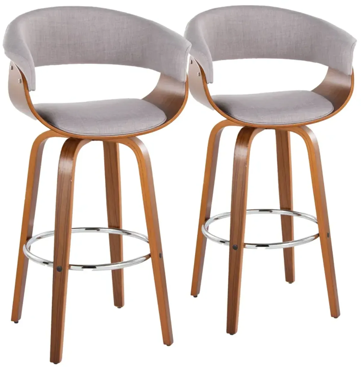 Vintage Mod - Mid Century Modern Fixed Height Barstool With Swivel With Round Footrest (Set of 2)