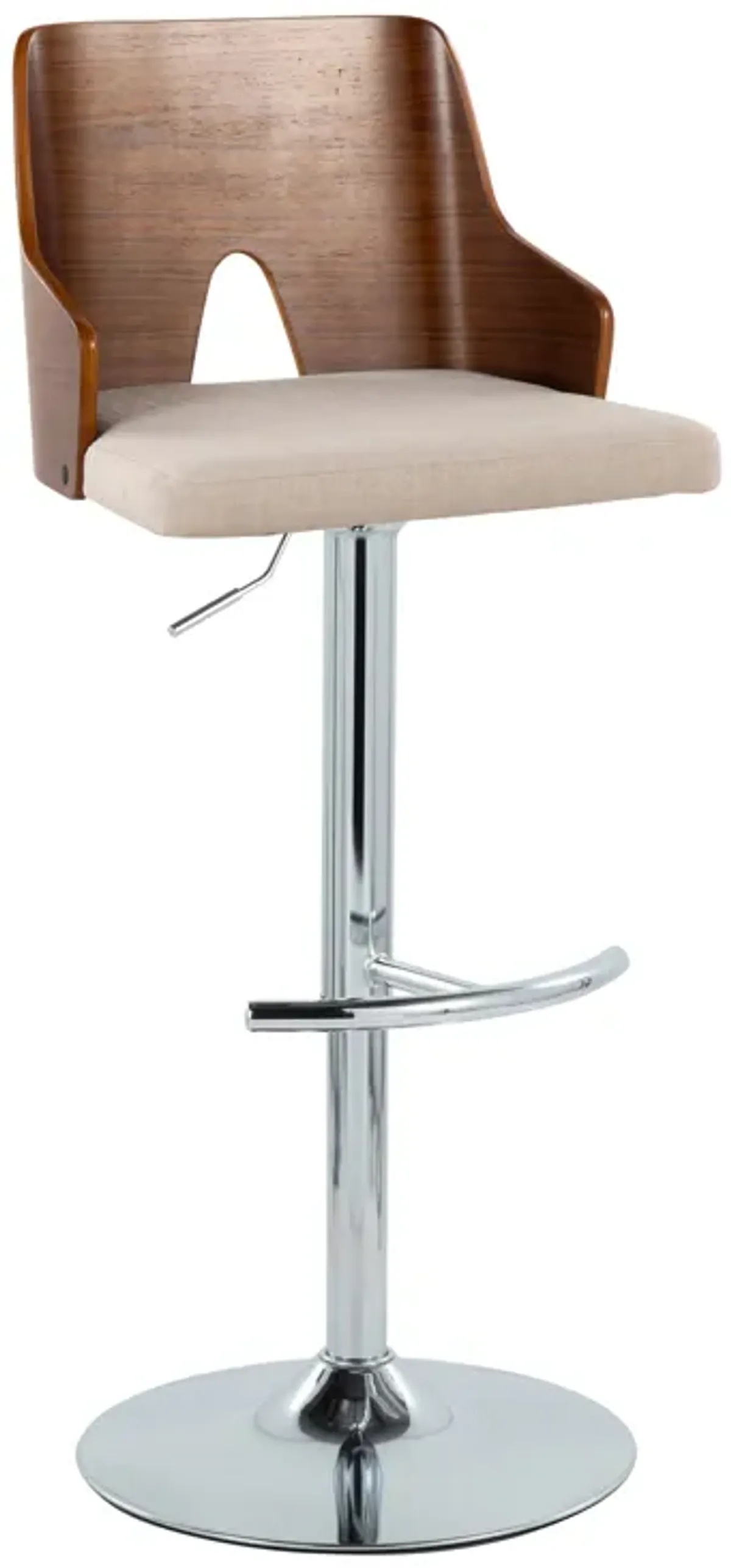 Ariana - Mid Century Modern Adjustable Barstool Stool With Swivel With Rounded T Footrest (Set of 2)