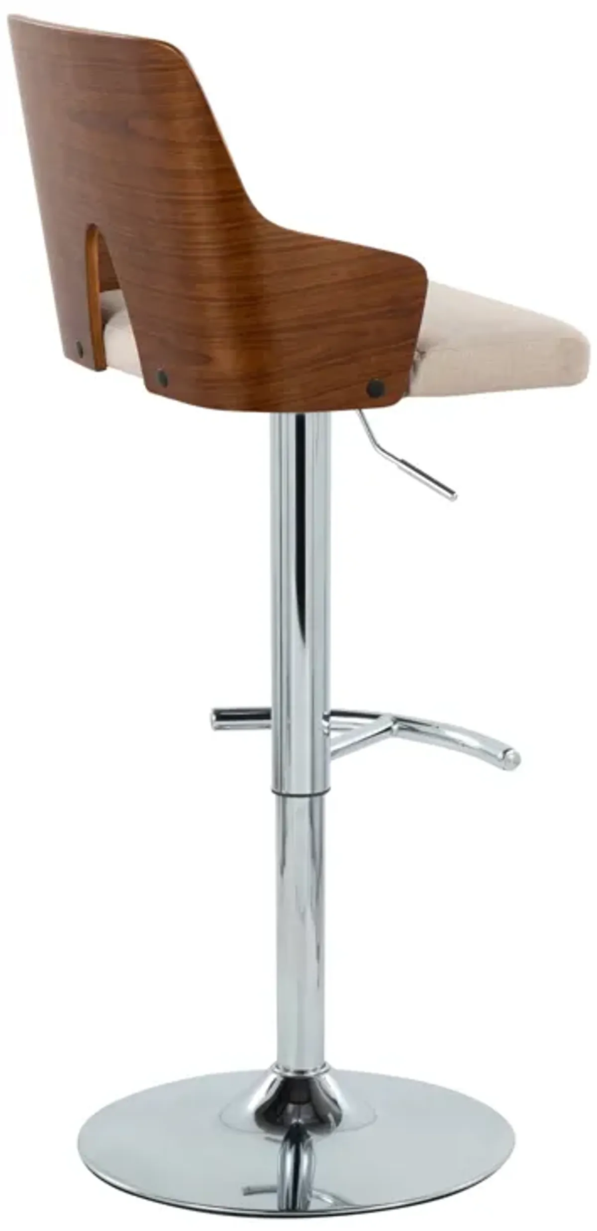 Ariana - Mid Century Modern Adjustable Barstool Stool With Swivel With Rounded T Footrest (Set of 2)