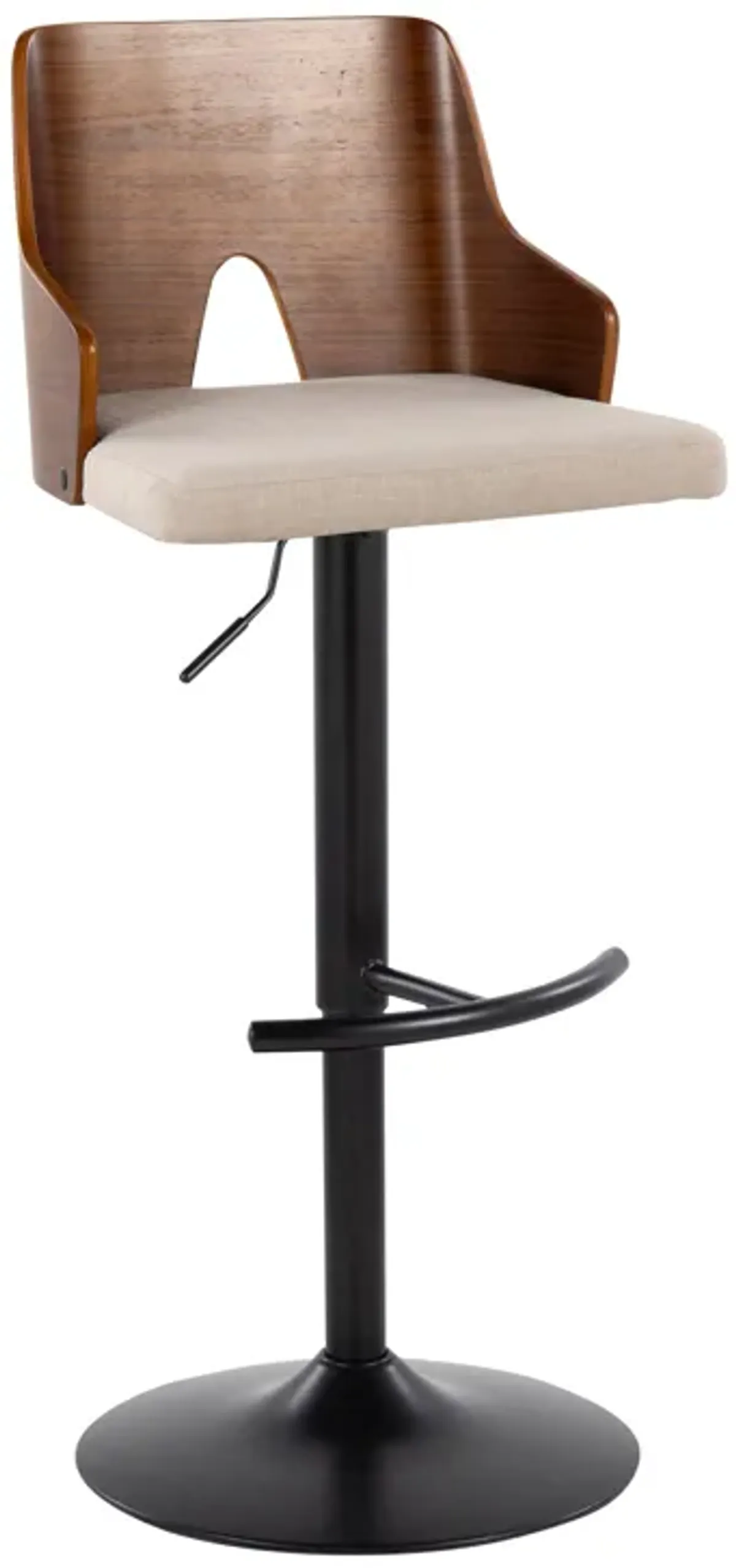 Ariana - Mid Century Modern Adjustable Barstool Stool With Swivel With Rounded T Footrest (Set of 2)