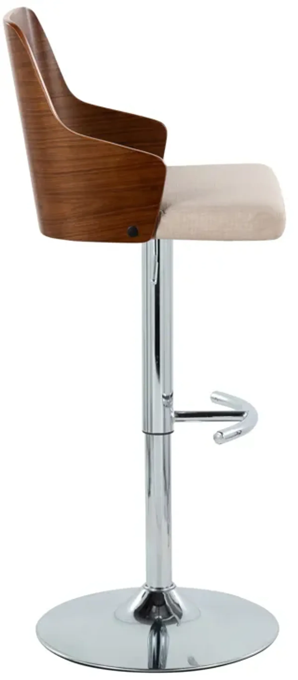 Ariana - Mid Century Modern Adjustable Barstool Stool With Swivel With Rounded T Footrest (Set of 2)