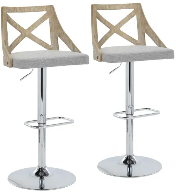 Charlotte - Farmhouse Adjustable Height Barstool & Swivel Rounded Rectangle Footrest (Set of 2)