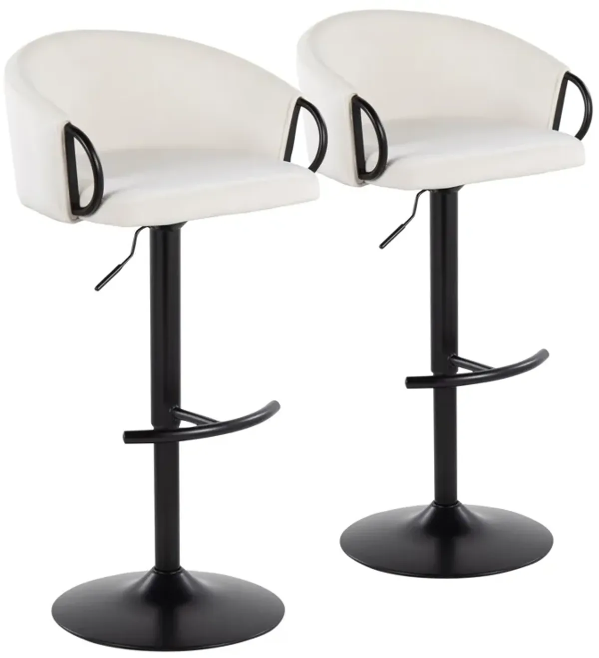 Claire - Contemporary Adjustable Barstool With Swivel With Rounded T Footrest (Set of 2)