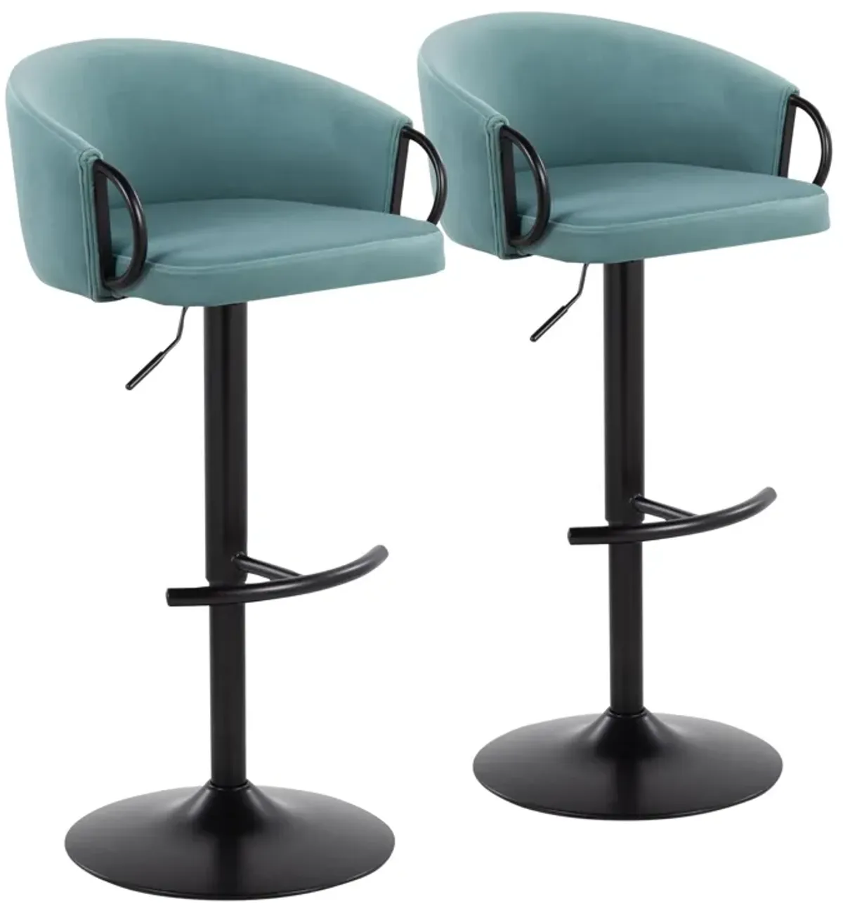 Claire - Contemporary Adjustable Barstool With Swivel With Rounded T Footrest (Set of 2)