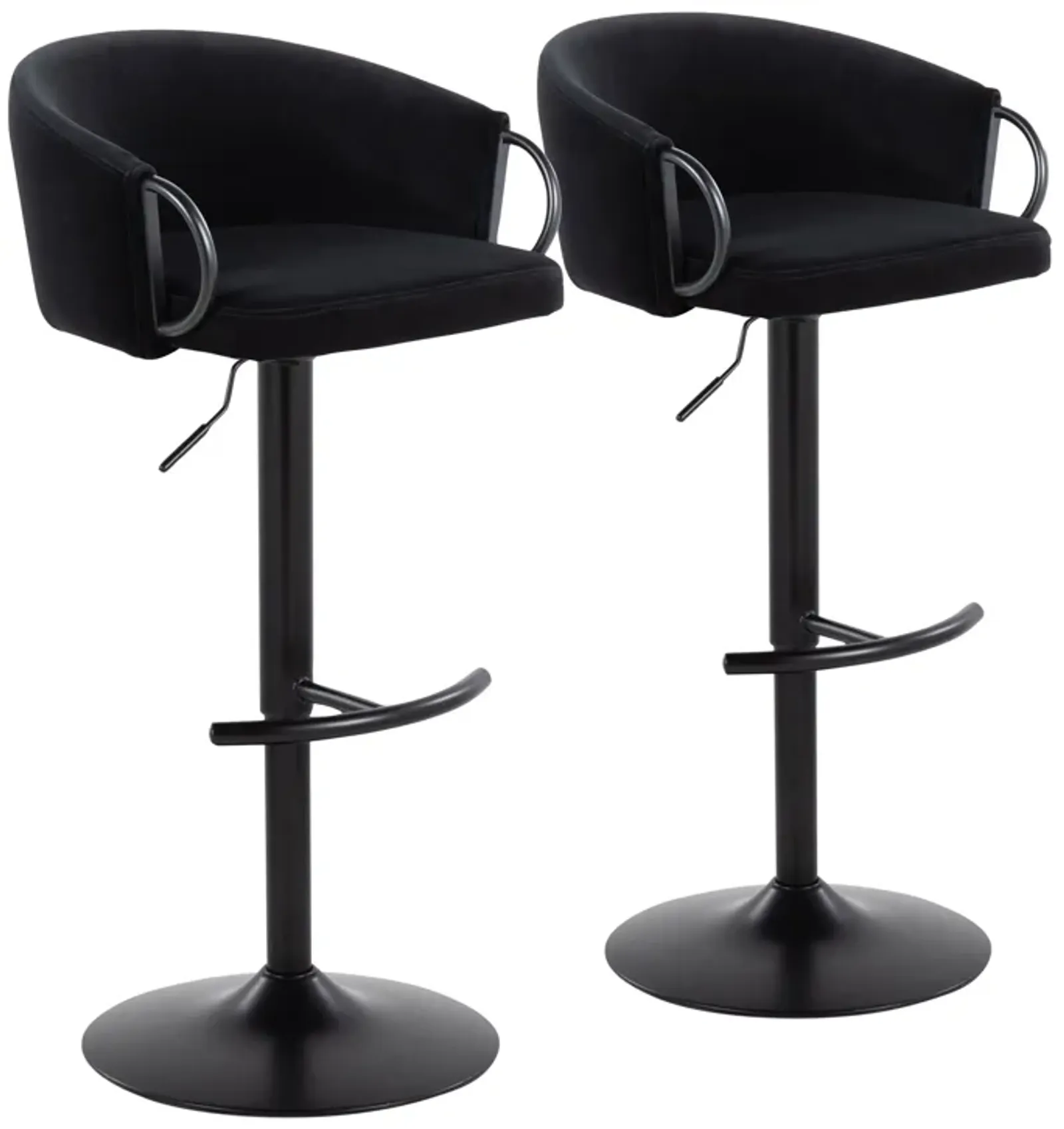 Claire - Contemporary Adjustable Barstool With Swivel With Rounded T Footrest (Set of 2)