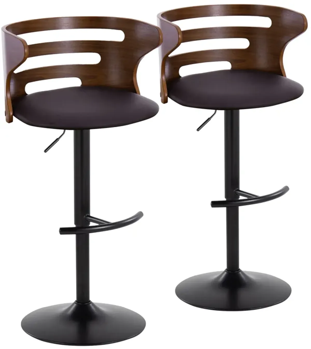 Cosi - Mid Century Modern Adjustable Barstool With Swivel With Rounded T Footrest (Set of 2)