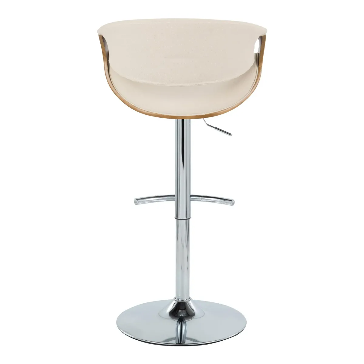 Curvo - Mid Century Modern Adjustable Barstool With Swivel With Rounded T Footrest (Set of 2)