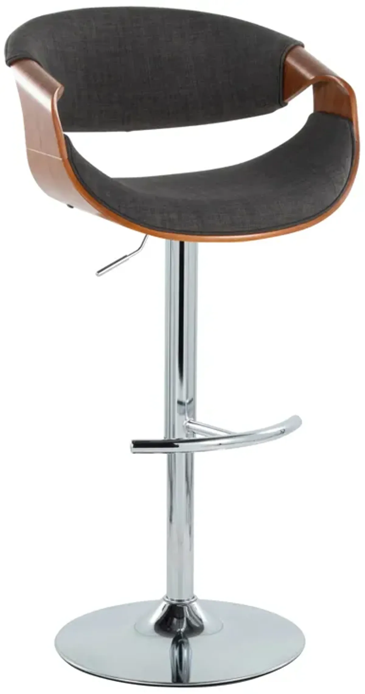 Curvo - Mid Century Modern Adjustable Barstool With Swivel With Rounded T Footrest (Set of 2)