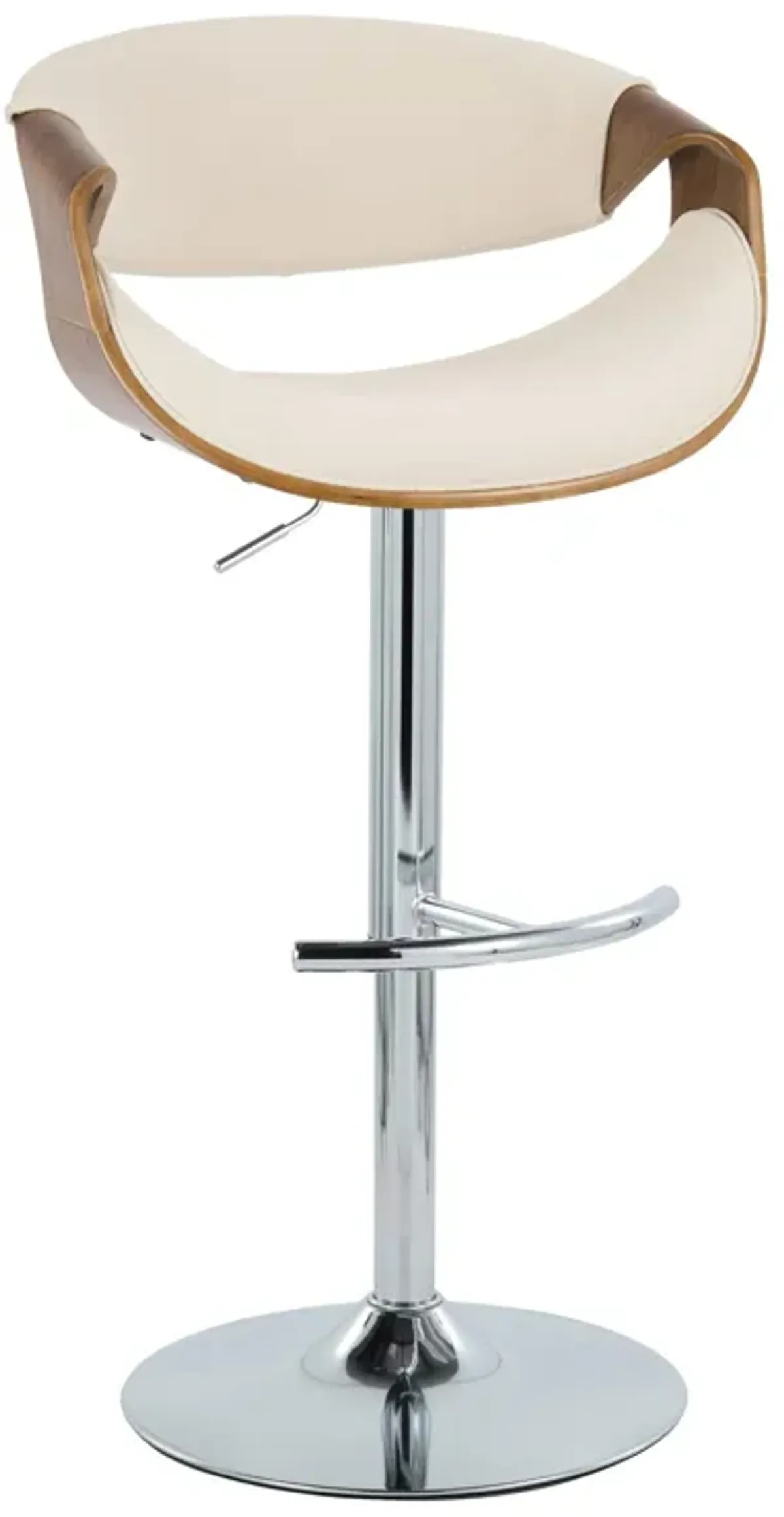 Curvo - Mid Century Modern Adjustable Barstool With Swivel With Rounded T Footrest (Set of 2)