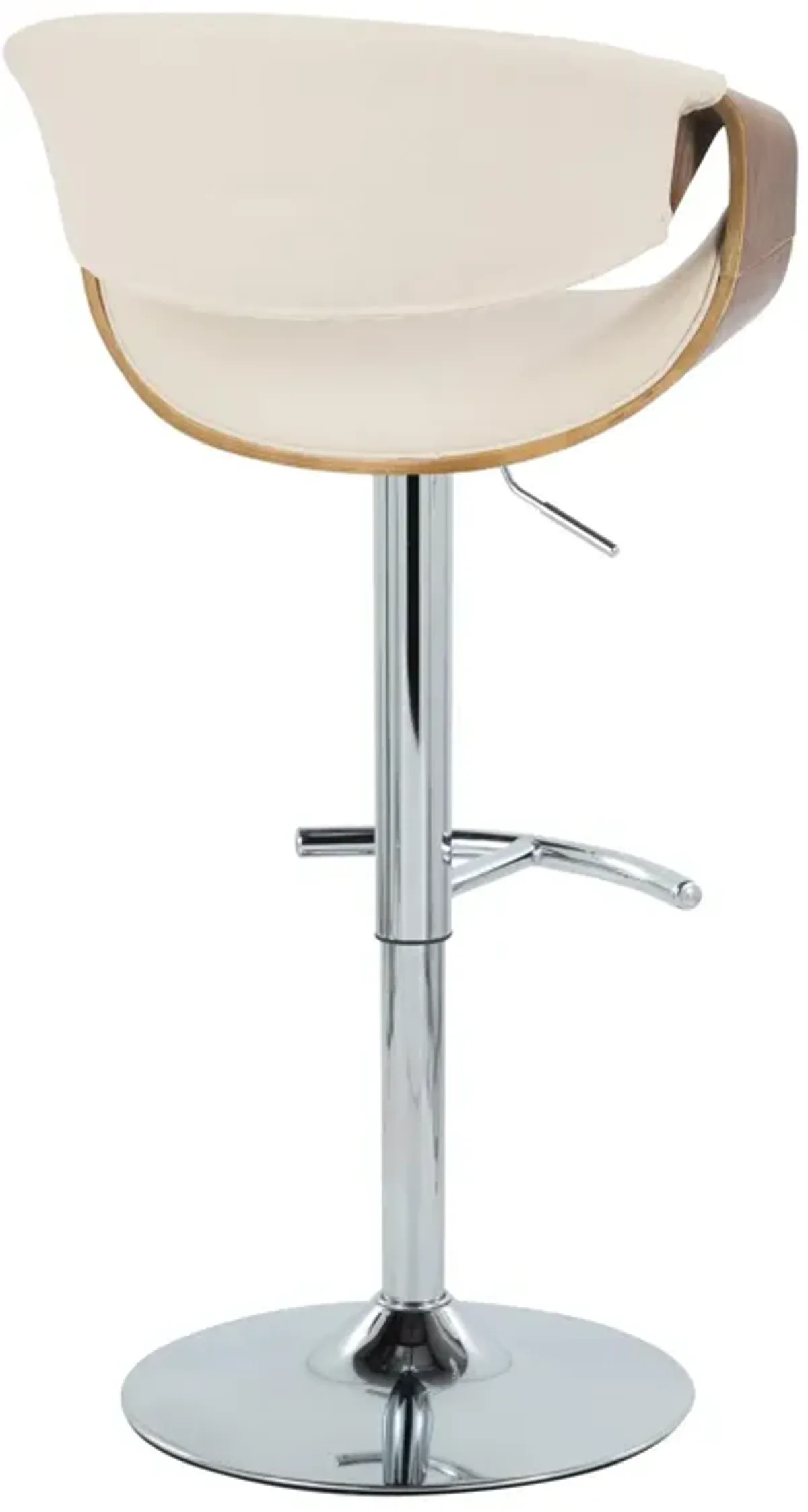 Curvo - Mid Century Modern Adjustable Barstool With Swivel With Rounded T Footrest (Set of 2)