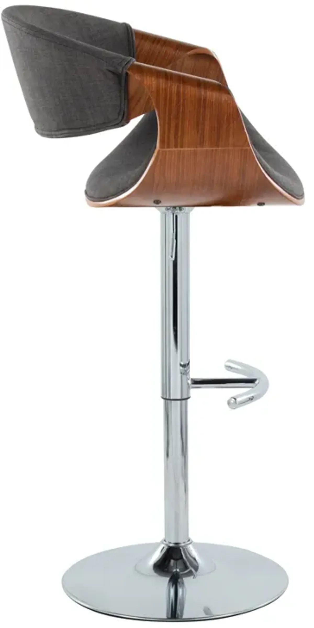 Curvo - Mid Century Modern Adjustable Barstool With Swivel With Rounded T Footrest (Set of 2)