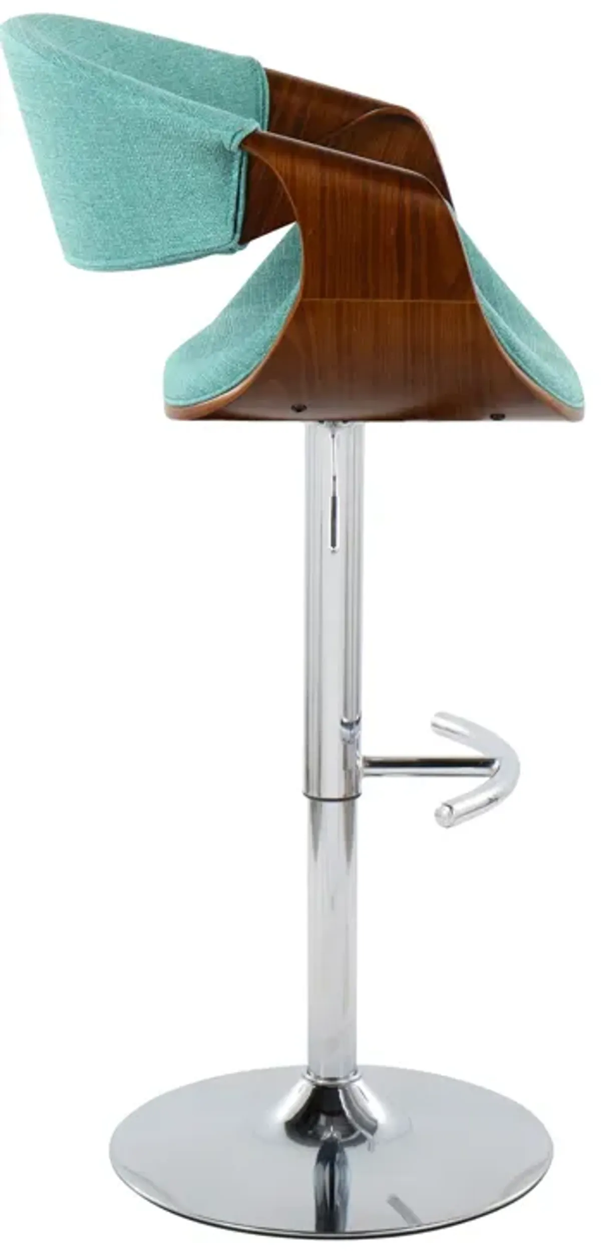 Curvo - Mid Century Modern Adjustable Barstool With Swivel With Rounded T Footrest (Set of 2)