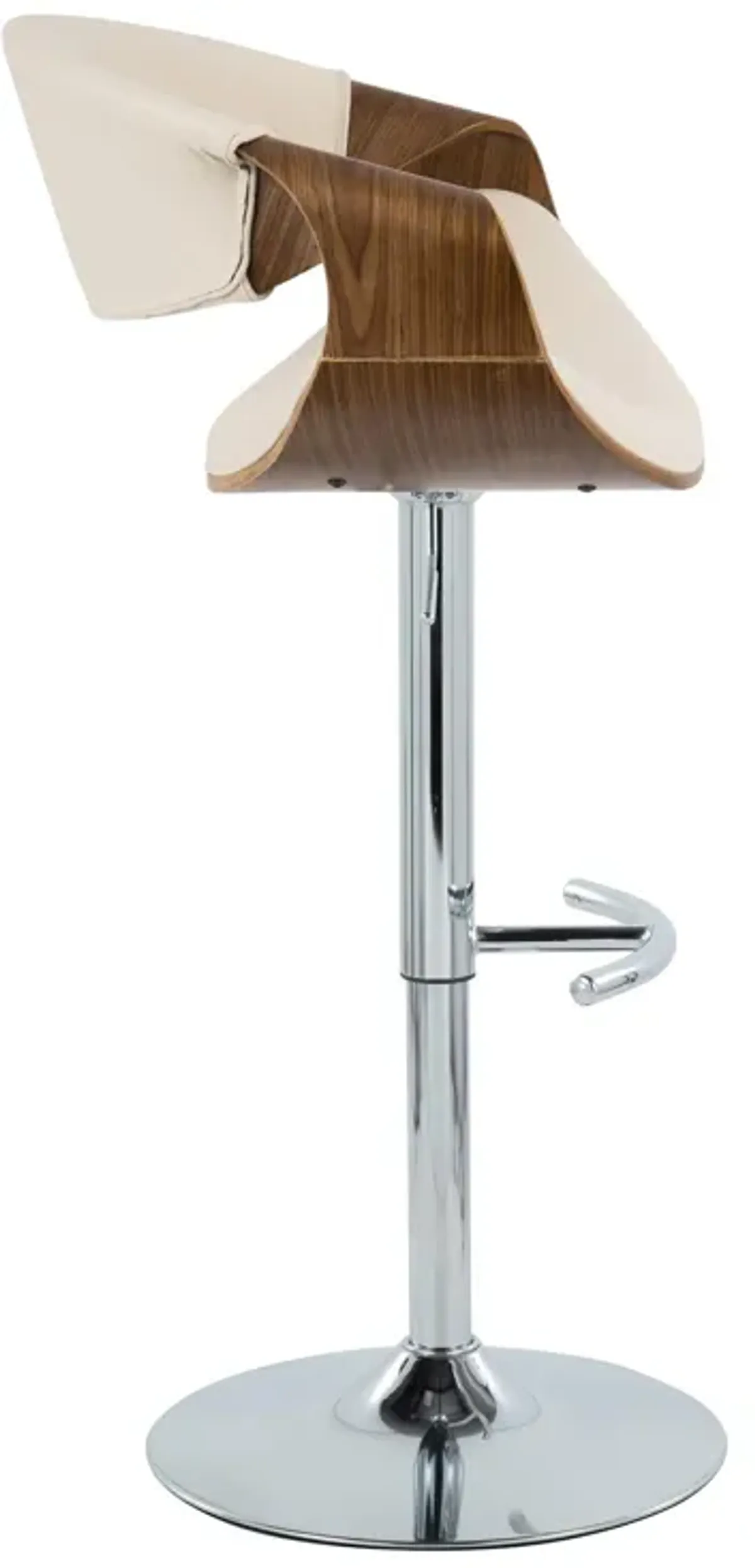 Curvo - Mid Century Modern Adjustable Barstool With Swivel With Rounded T Footrest (Set of 2)