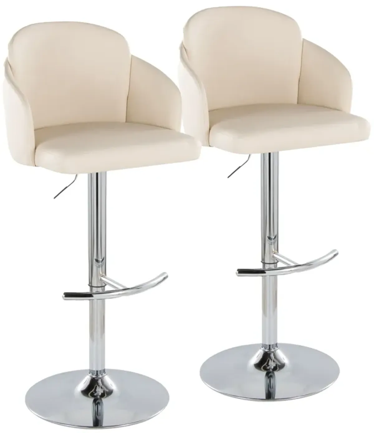 Dahlia - Contemporary Adjustable Barstool With Swivel With Rounded T Footrest (Set of 2)