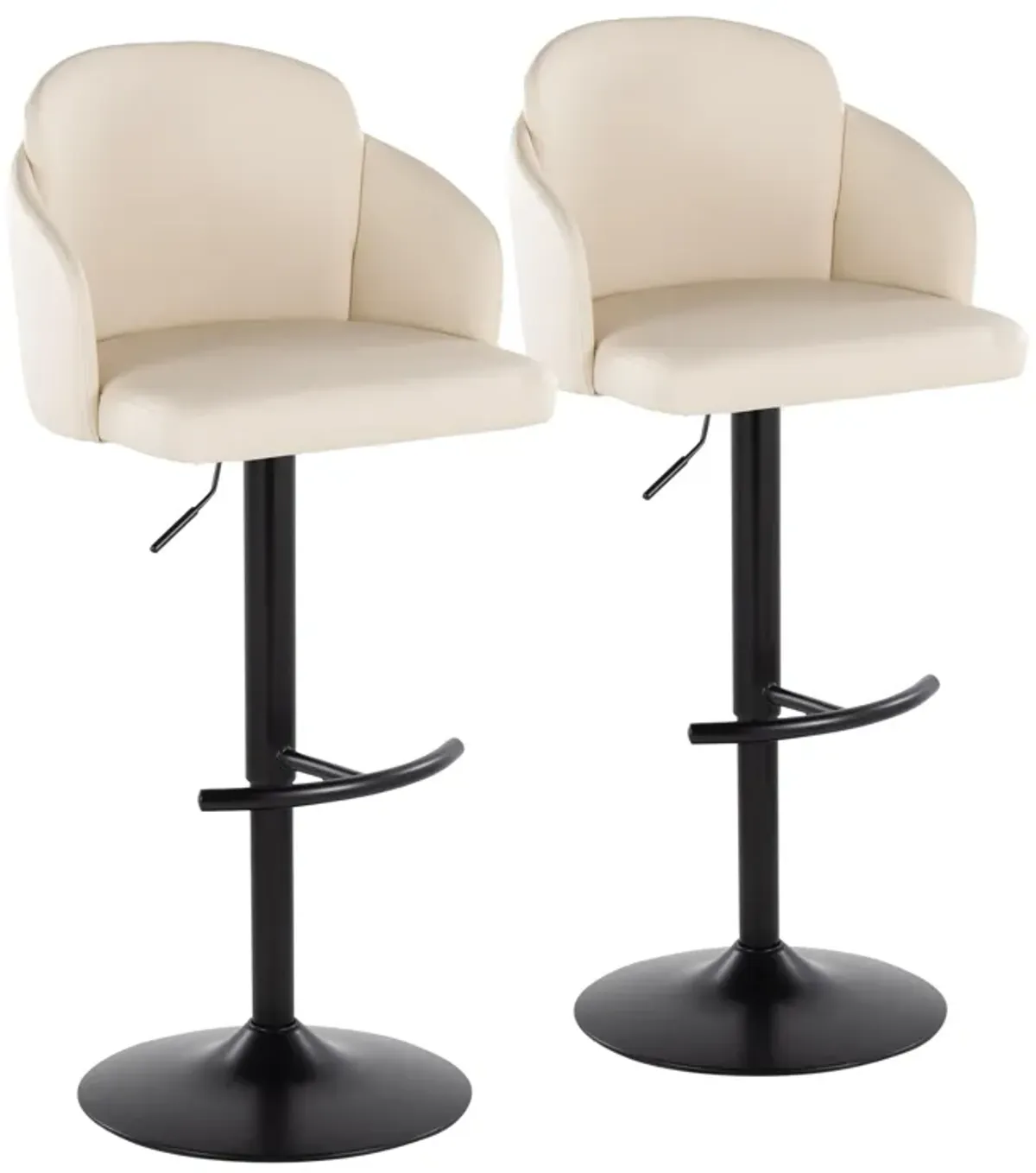 Dahlia - Contemporary Adjustable Barstool With Swivel With Rounded T Footrest (Set of 2)