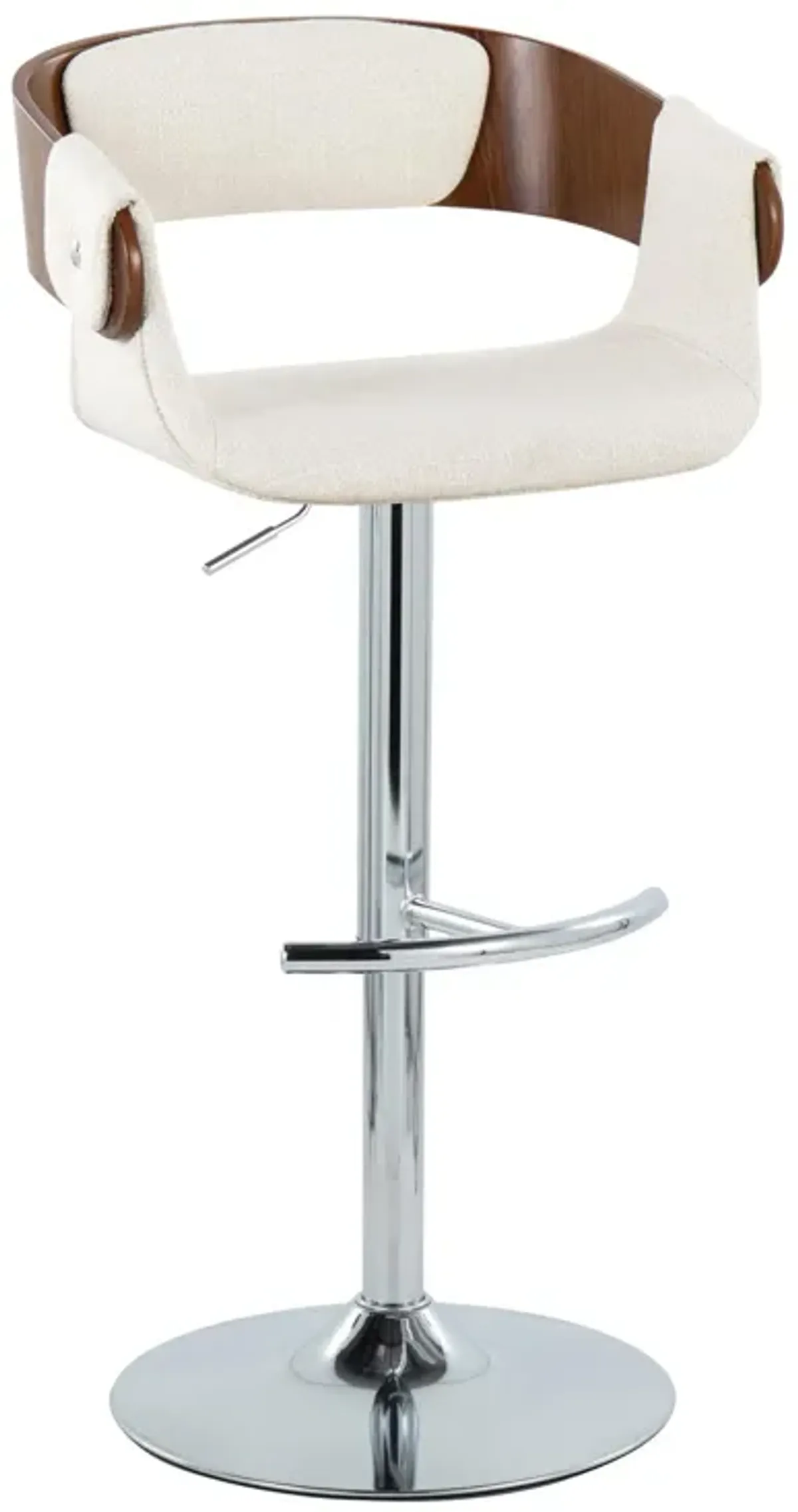 Elisa - Mid Century Modern Adjustable Barstool With Swivel With Rounded T Footrest (Set of 2)