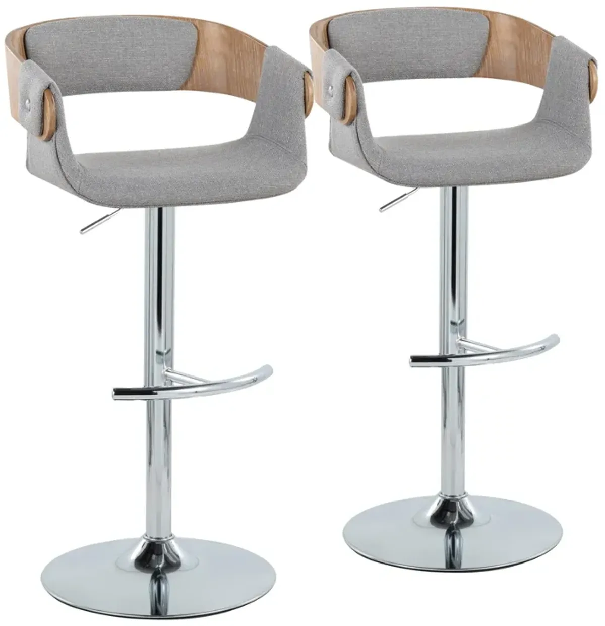 Elisa - Mid Century Modern Adjustable Barstool With Swivel With Rounded T Footrest (Set of 2)