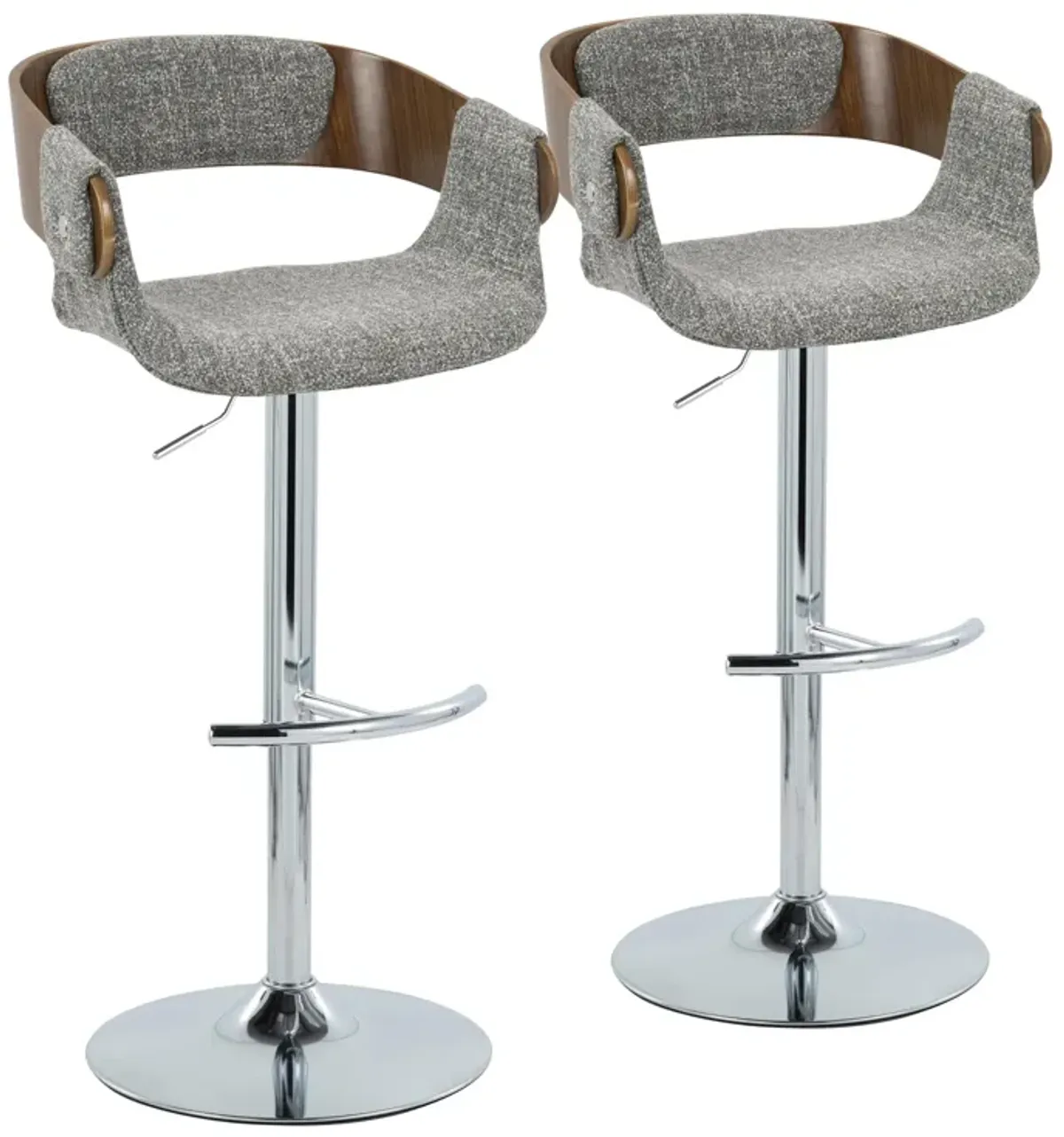 Elisa - Mid Century Modern Adjustable Barstool With Swivel With Rounded T Footrest (Set of 2)