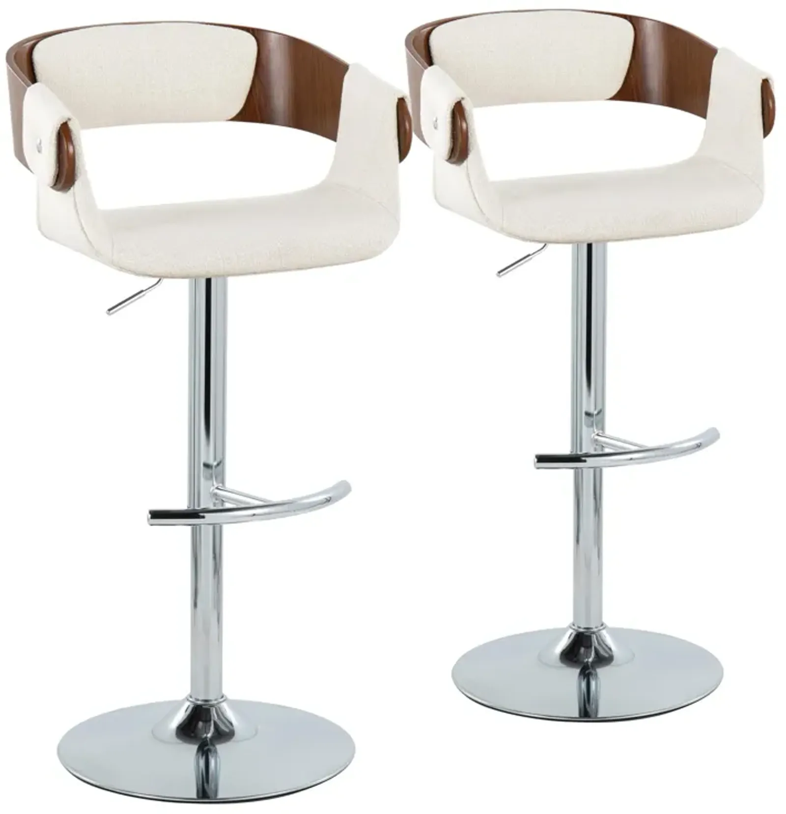 Elisa - Mid Century Modern Adjustable Barstool With Swivel With Rounded T Footrest (Set of 2)