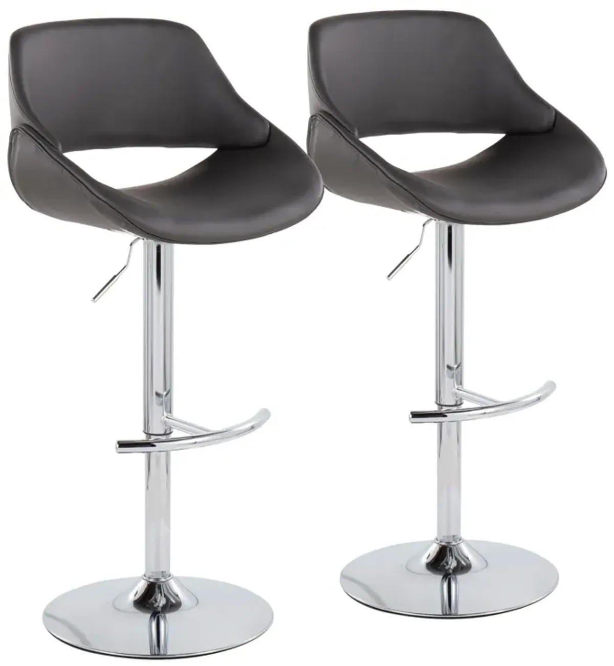 Fabrico - Contemporary Adjustable Bar Stool With Rounded T Footrest (Set of 2)