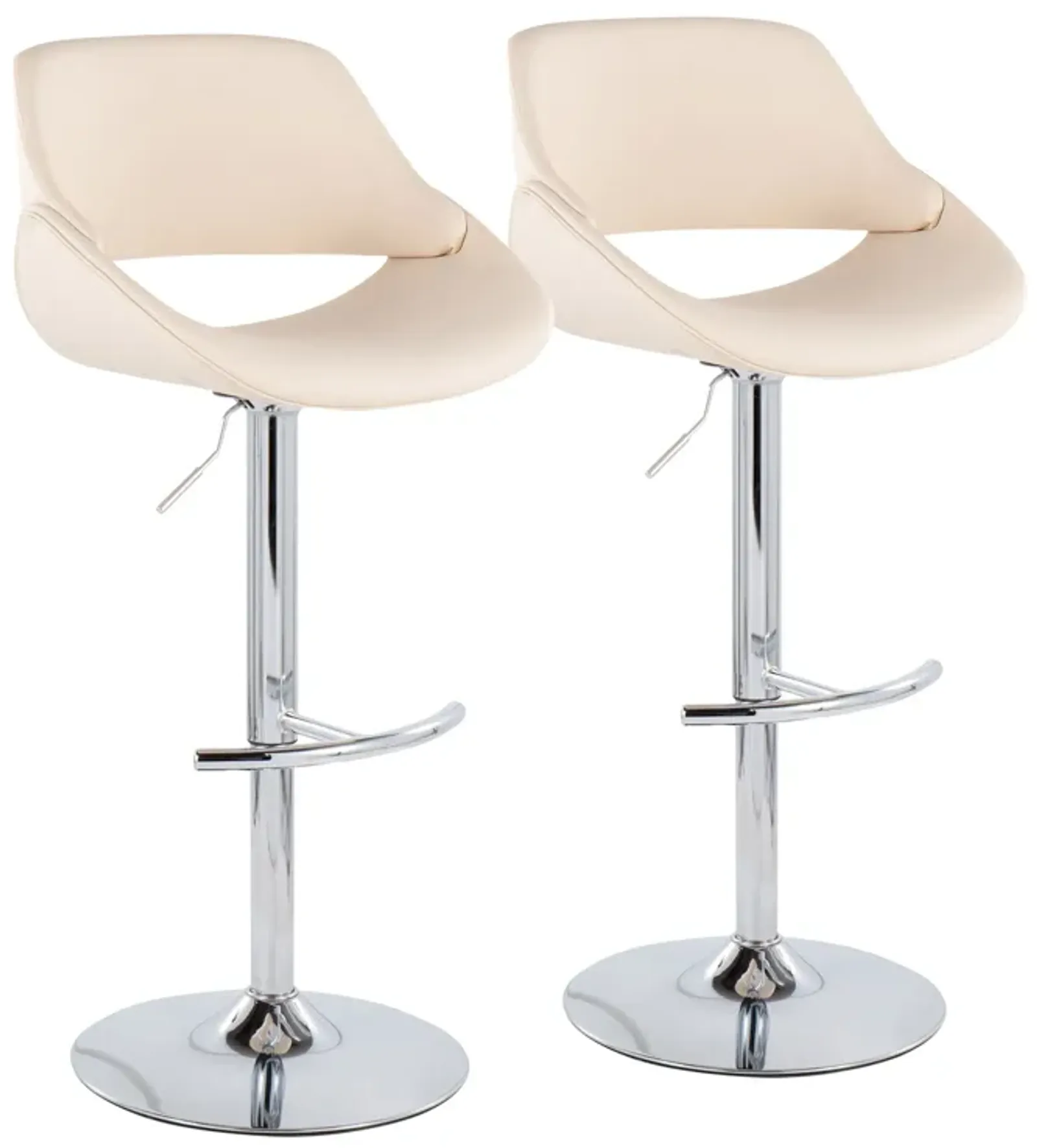 Fabrico - Contemporary Adjustable Bar Stool With Rounded T Footrest (Set of 2)