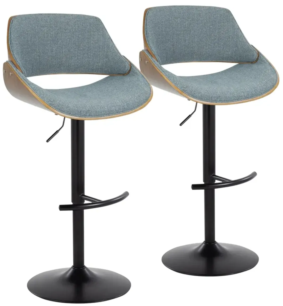 Fabrizzi - Mid Century Modern Adjustable BarStool With Rounded T Footrest (Set of 2)