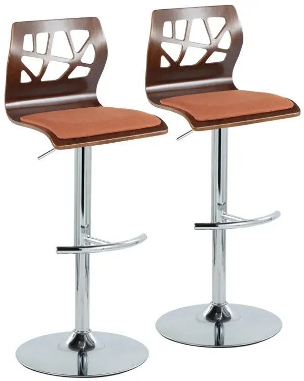 Folia - Mid Century Modern Adjustable Barstool & Swivel With Rounded T Footrest (Set of 2)
