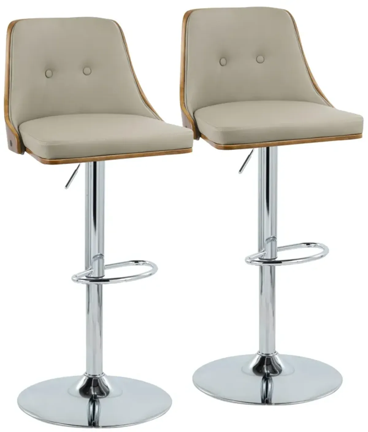 Gianna - Mid Century Modern Adjustable Barstool With Swivel With Oval Footrest (Set of 2)