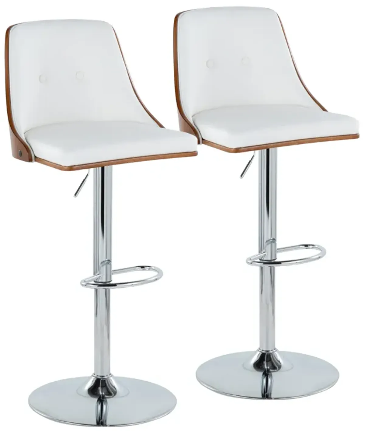 Gianna - Mid Century Modern Adjustable Barstool With Swivel With Oval Footrest (Set of 2)